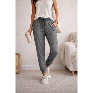 PEELZ Kira Jogger Scrub Pants Women M Gray Athleisure Stretch Elastic Waist